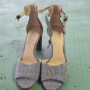 Jessica Simpson Black and Red Plaid Heels